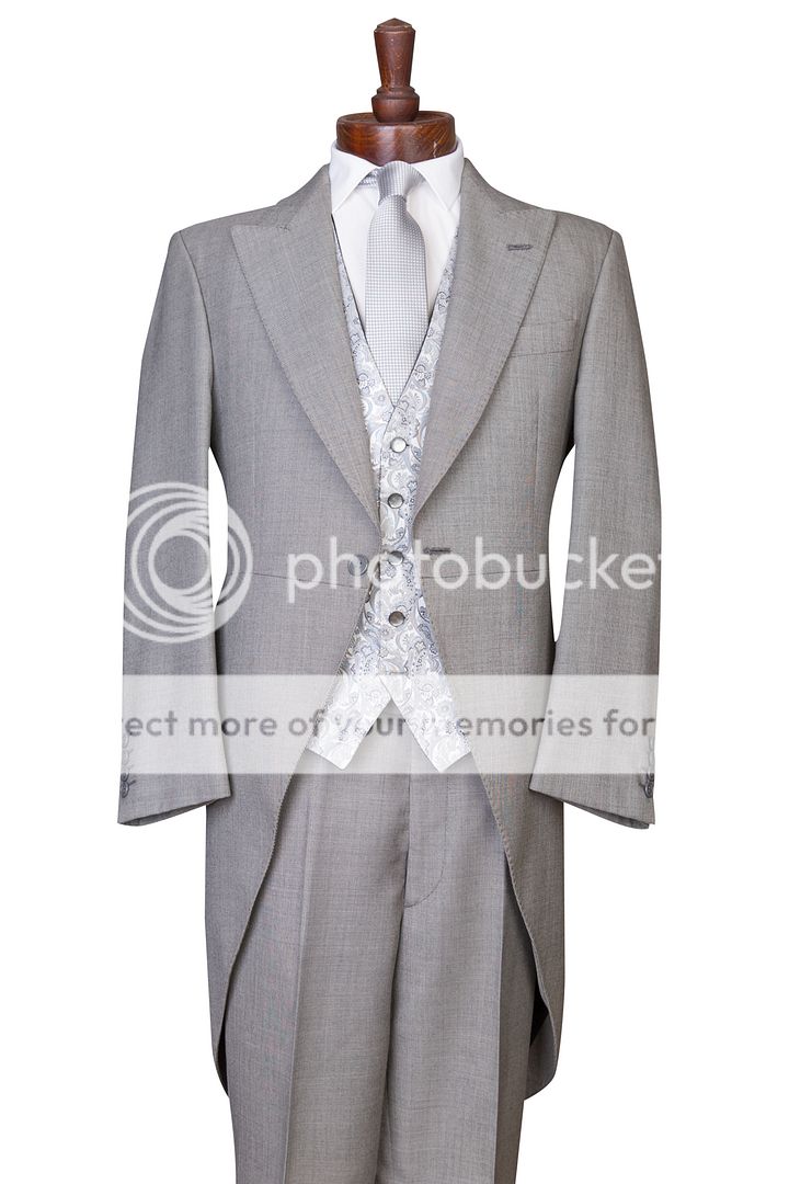 GREY 3 PIECE WEDDING SUIT TAILS MORNING SUIT TAILCOAT JACKET, TROUSER